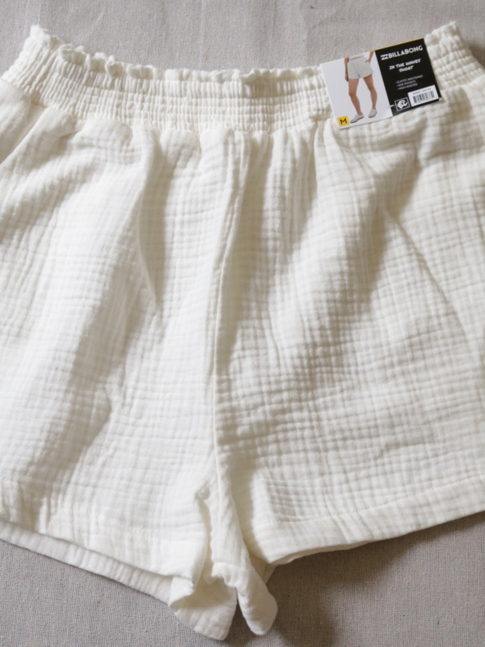 Billabong In The Waves Gauze Short Women's M White NWT 100% Cotton Shorts